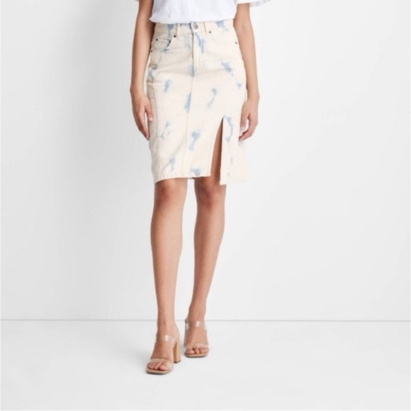 NWOT Future Collective High Rise Midi Denim Skirt - Picture 1 of 5